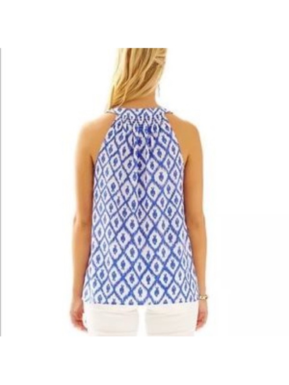 Lily Pulitzer “Bailey” Silk Sleeveless Iris Blue Little Fish Tank Top XXS - Picture 3 of 10